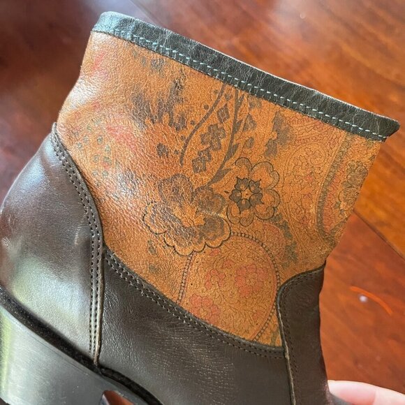 J.B. Dillon Women's Leather Western Ankle Boots With Paisley Design- sz 7 - Picture 3 of 12